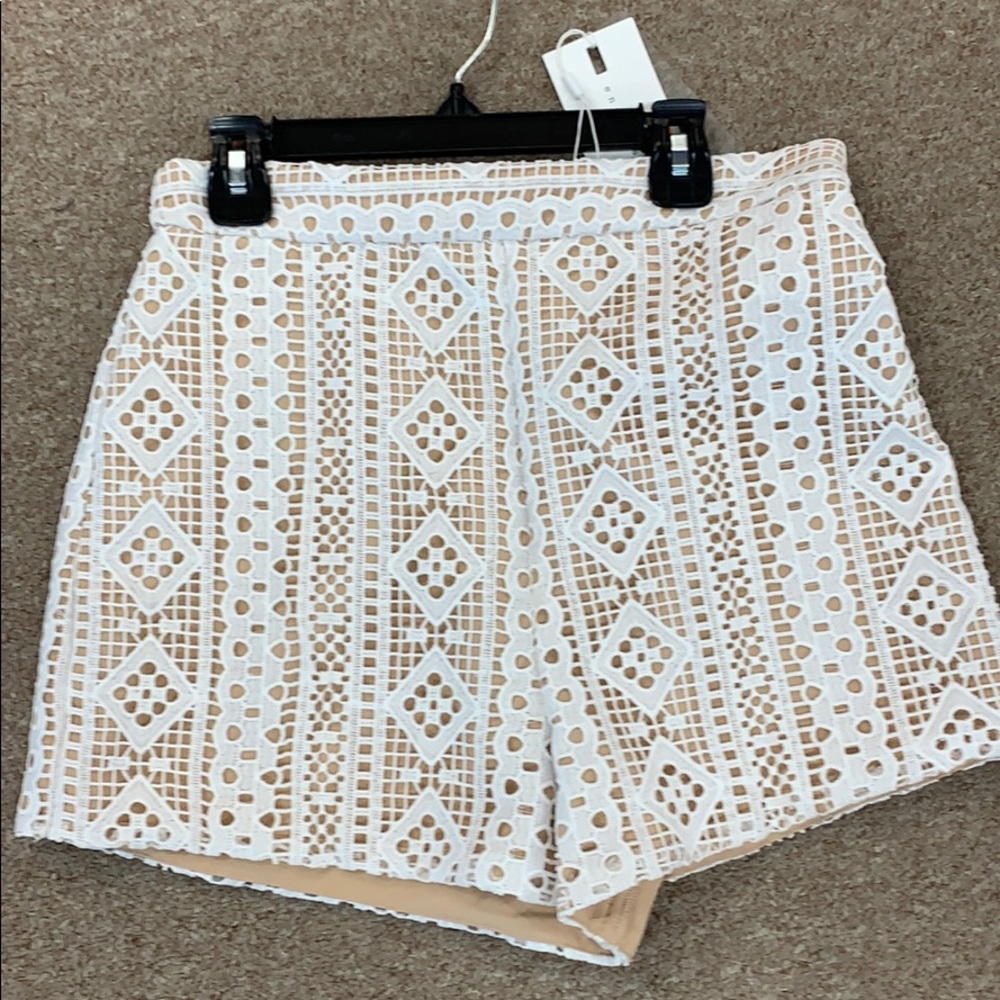 Eyelet lace overlay short